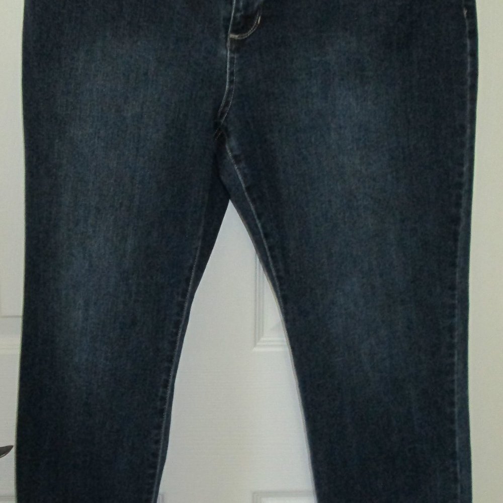 SUSAN GRAVER PETITE HIGH STRETCH 5 POCKET DENIM JEANS W/ZIPPER DETAIL SIZE 14P